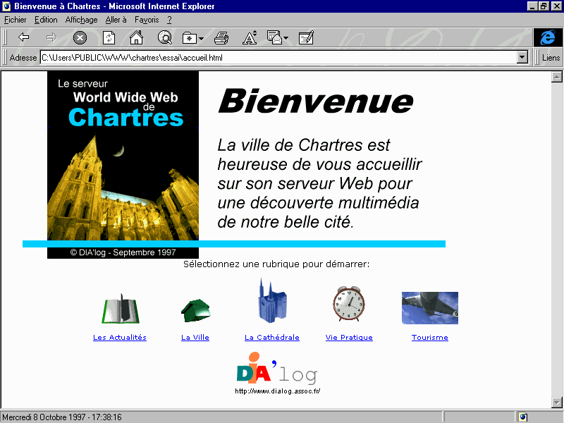 Page d'accueil du serveur Web de Chartres